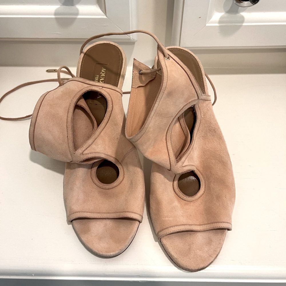 Aquazzura Sexy Thing Cutout Sandal pink Suede sz38